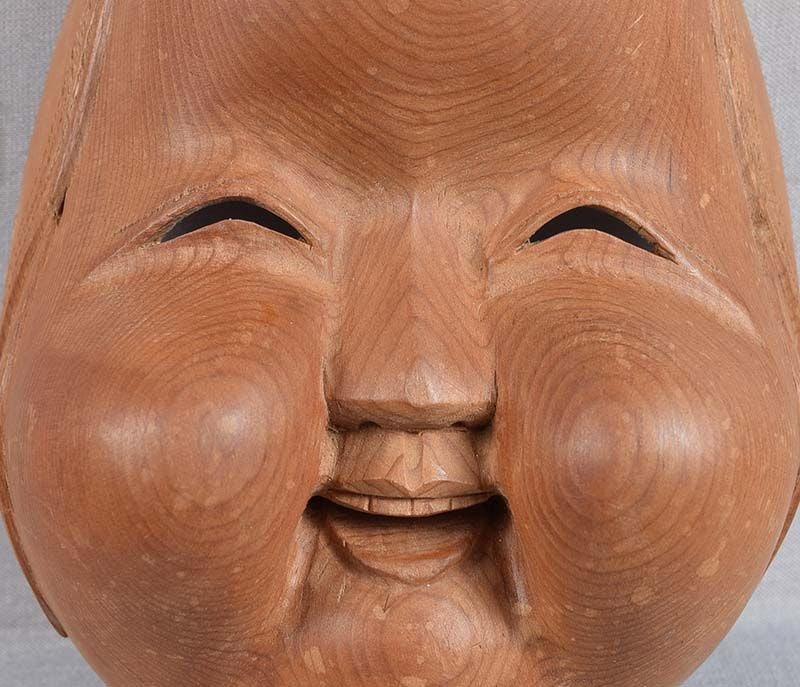 1900s Japanese mask OKAME by netsuke carver SUKEZUMI - 2