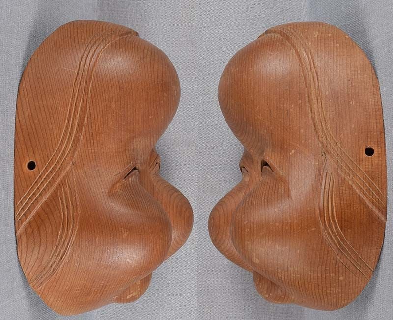 1900s Japanese mask OKAME by netsuke carver SUKEZUMI - 3