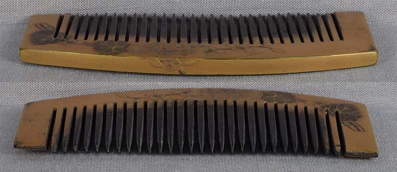 19c Japanese lacquer buffalo horn KUSHI hair comb by MITSUSADA - 3
