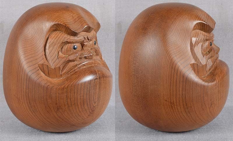 Vintage Hida school ittobori OKIMONO DARUMA by KOKUEI - 2