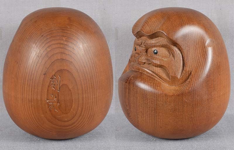 Vintage Hida school ittobori OKIMONO DARUMA by KOKUEI - 3