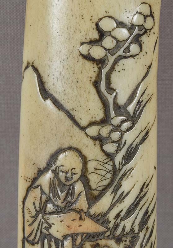 19c ASAKUSA KISERUZUTSU Japanese pipe case Kanzan & Jittoku - 5