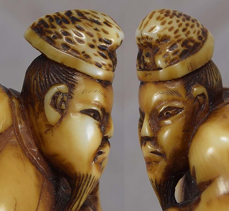 19c netsuke poet HITOMARO by RYUKOSAI ex MANG - 2