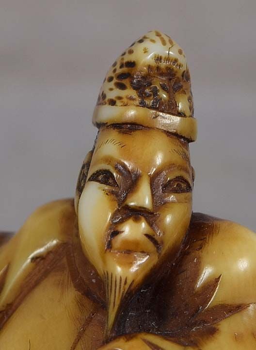 19c netsuke poet HITOMARO by RYUKOSAI ex MANG - 6