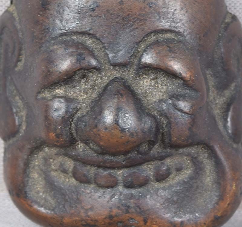 19c bronze netsuke mask BUAKU by SEKIZAN - 2