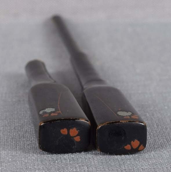 Vintage Japanese lacquer KANZASHI hair pin FLOWERS & stream - 3