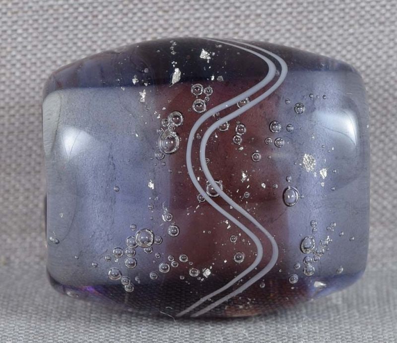 1910s glass OBIDOME netsuke FLOWERS & STREAM - 2