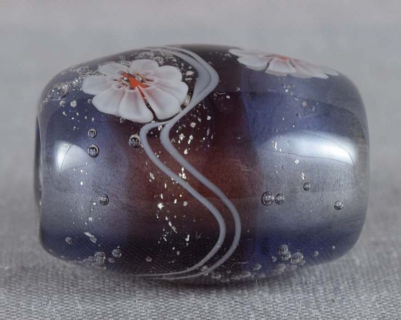 1910s glass OBIDOME netsuke FLOWERS & STREAM - 3