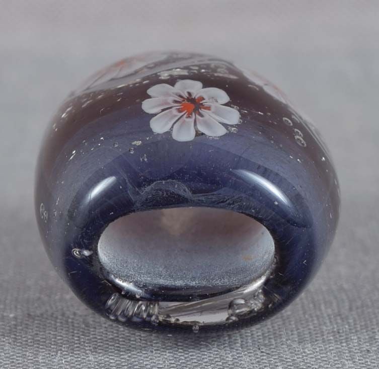 1910s glass OBIDOME netsuke FLOWERS & STREAM - 4
