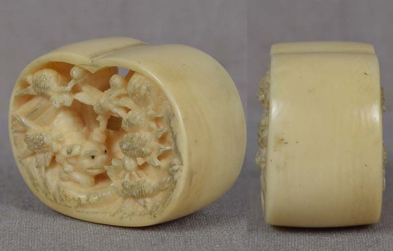 19c netsuke SHISHI FAMILY & peony by NAGAMITSU - 5