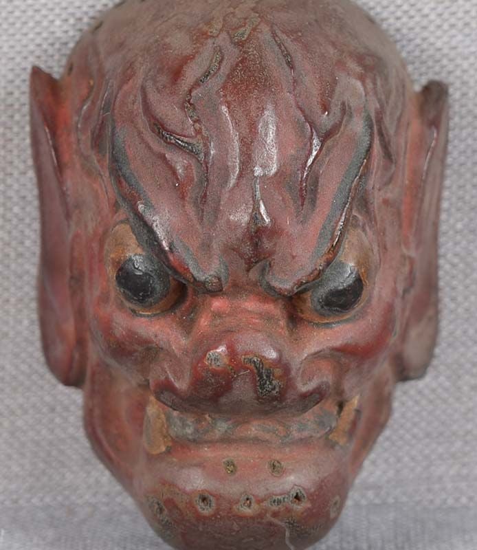 19c netsuke MASK red DEMON by RYUUN - 4