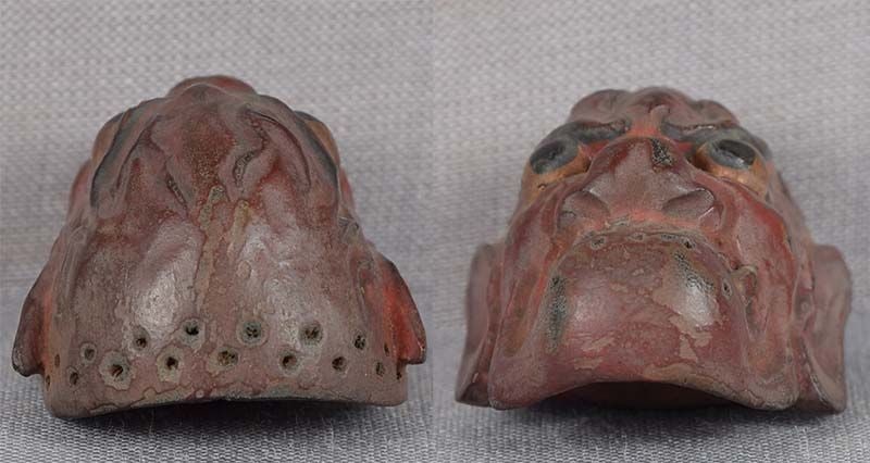19c netsuke MASK red DEMON by RYUUN - 5