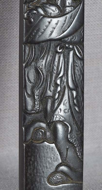 18c Japanese sword KOZUKA Kanzan & Jittoku reading scroll - 3