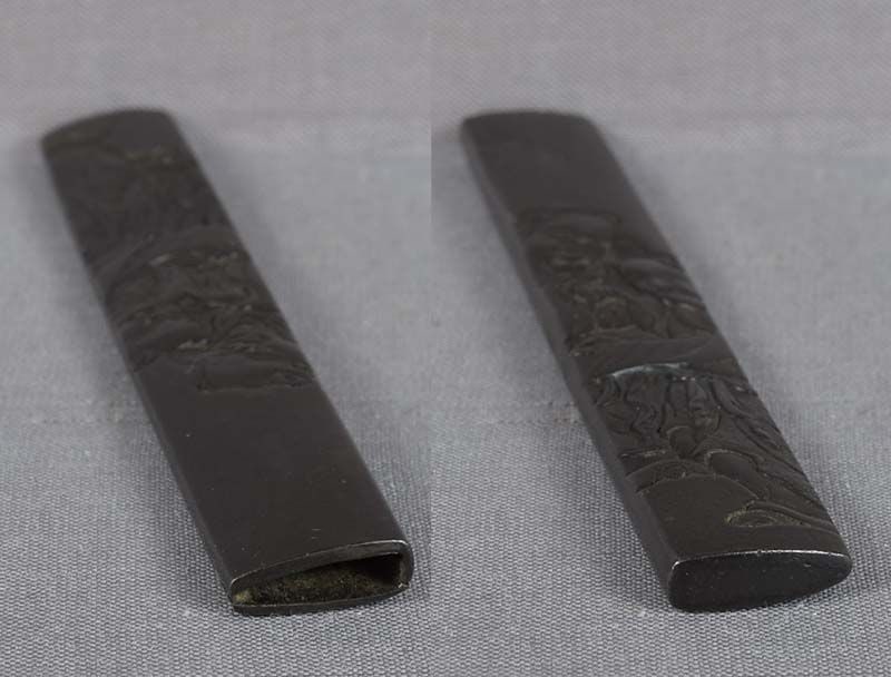 18c Japanese sword KOZUKA Kanzan & Jittoku reading scroll - 5