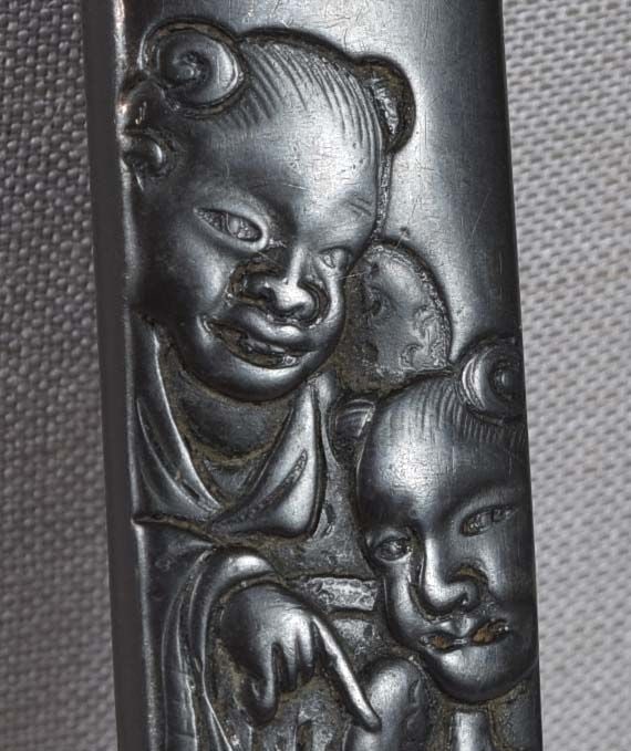 18c Japanese sword KOZUKA Kanzan & Jittoku reading scroll - 6