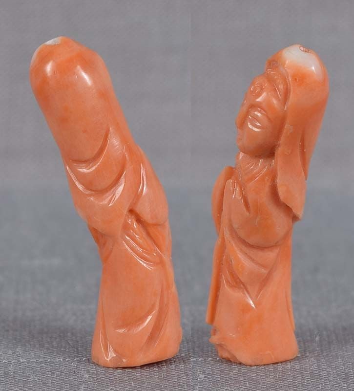1900s Chinese red CORAL CARVING Guanyin - 3