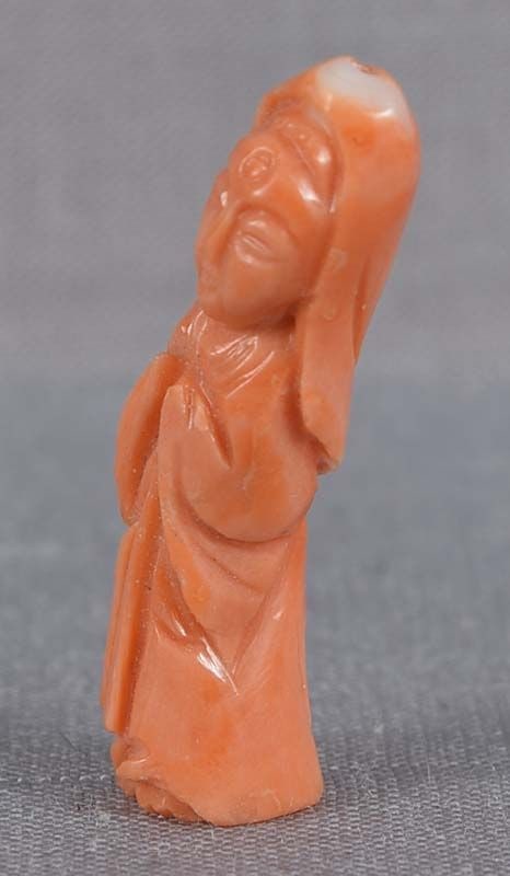 1900s Chinese red CORAL CARVING Guanyin - 4