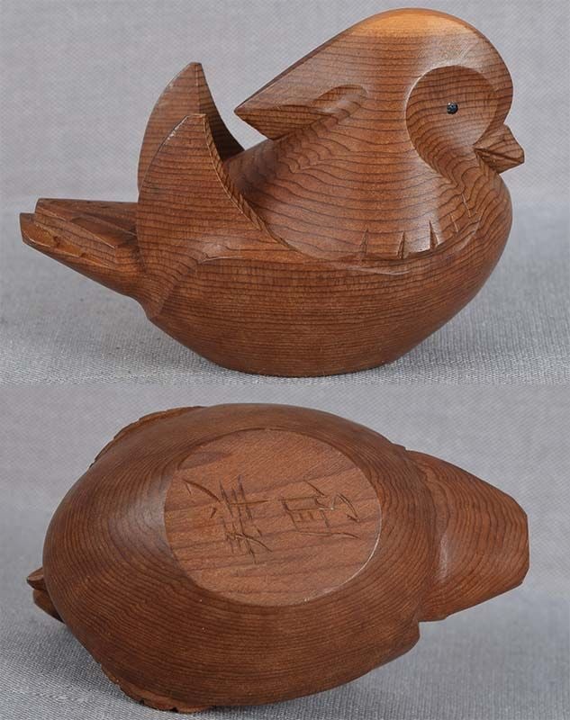 19c OKIMONO Hida school MANDARIN DUCK by SHOO - 6