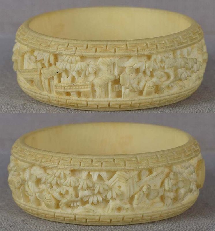 19c Chinese export NAPKIN RING Chinese scholars - 2