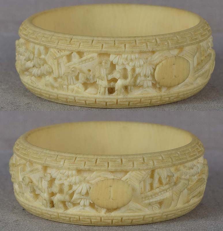 19c Chinese export NAPKIN RING Chinese scholars - 3