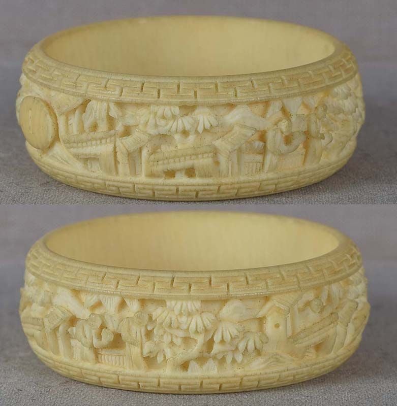 19c Chinese export NAPKIN RING Chinese scholars - 4