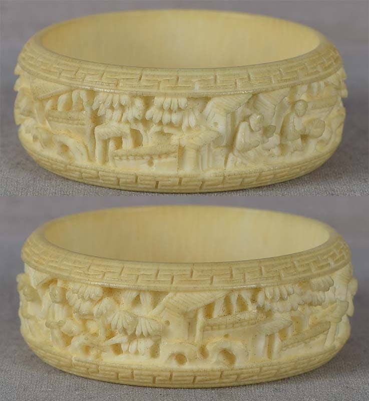 19c Chinese export NAPKIN RING Chinese scholars - 2