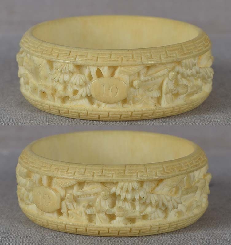 19c Chinese export NAPKIN RING Chinese scholars - 3