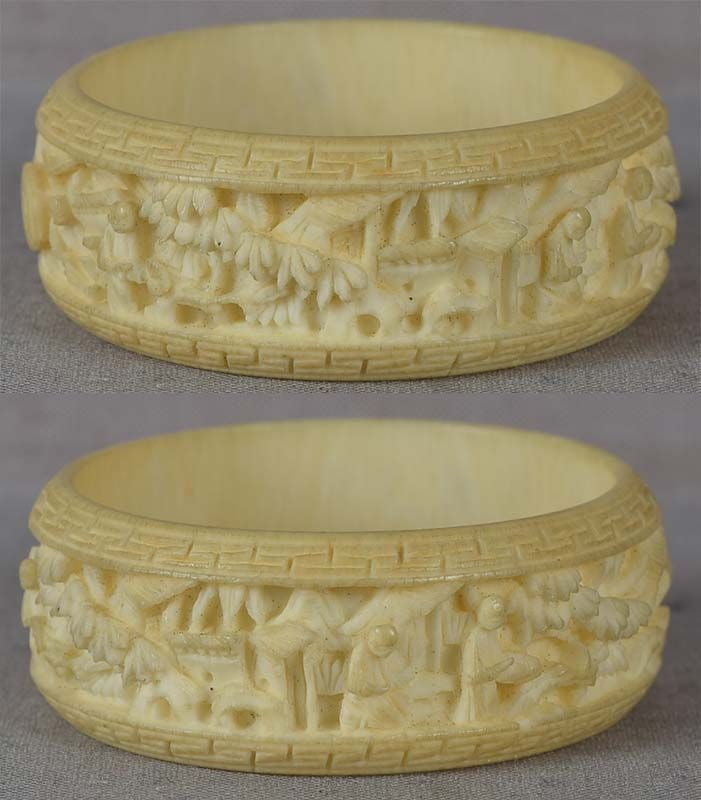 19c Chinese export NAPKIN RING Chinese scholars - 4