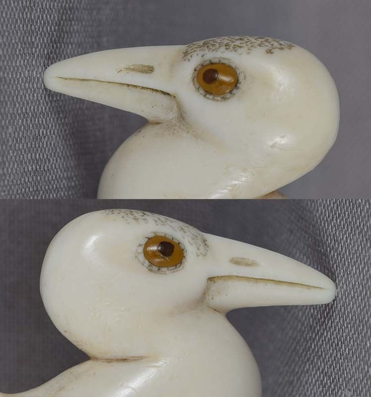 19c netsuke CRANE IN FLIGHT by MASATOSHI - 3