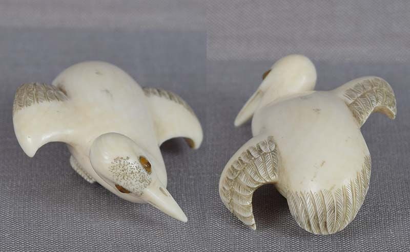 19c netsuke CRANE IN FLIGHT by MASATOSHI - 6