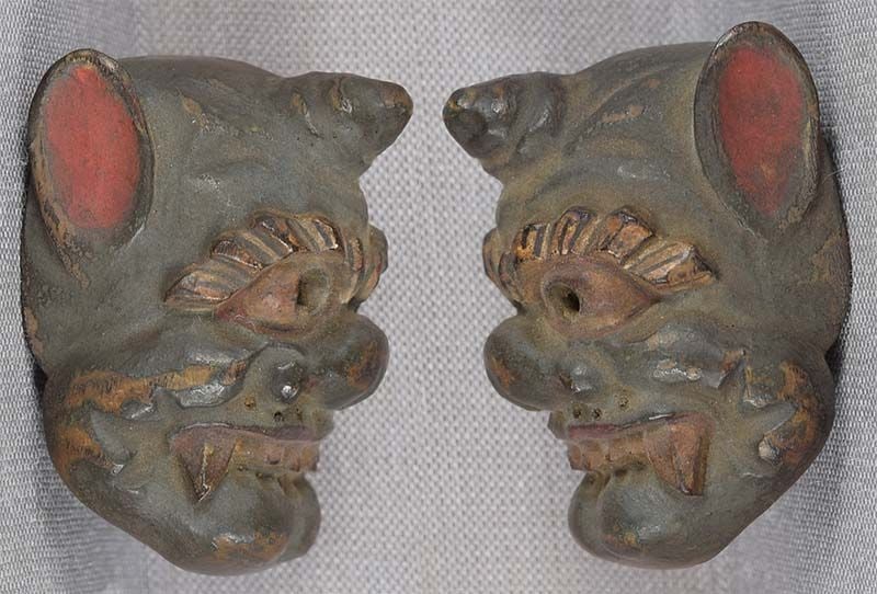 19c netsuke MASK one horned ONI by RYUUN - 2