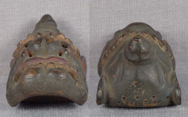 19c netsuke MASK one horned ONI by RYUUN - 5