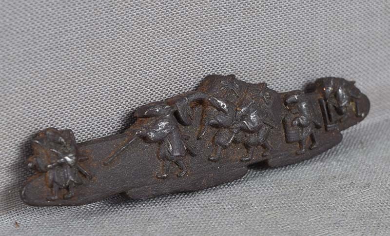 19c Japanese MAE-KANAGU pouch clasp SAMURAI RAT procession - 2