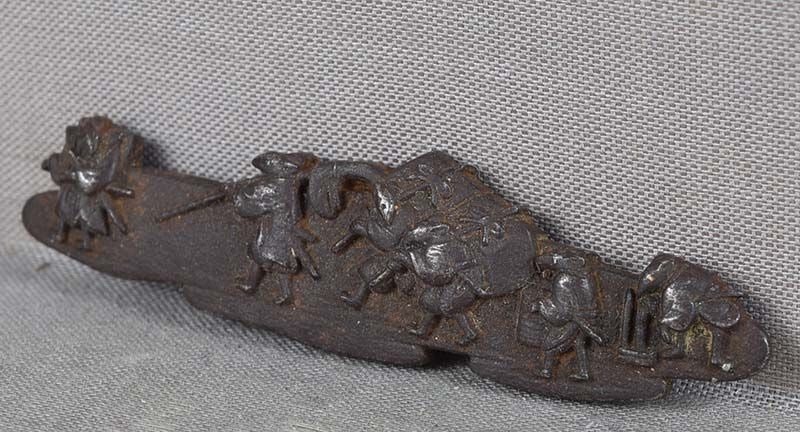 19c Japanese MAE-KANAGU pouch clasp SAMURAI RAT procession - 3