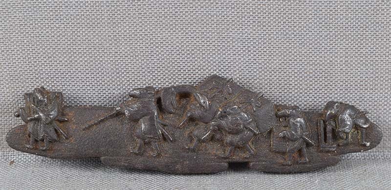 19c Japanese MAE-KANAGU pouch clasp SAMURAI RAT procession - 4