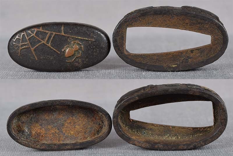 19c Japanese sword FUCHI KASHIRA SPIDER & BEETLE - 4