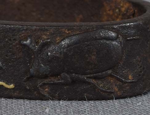 19c Japanese sword FUCHI KASHIRA SPIDER & BEETLE - 5