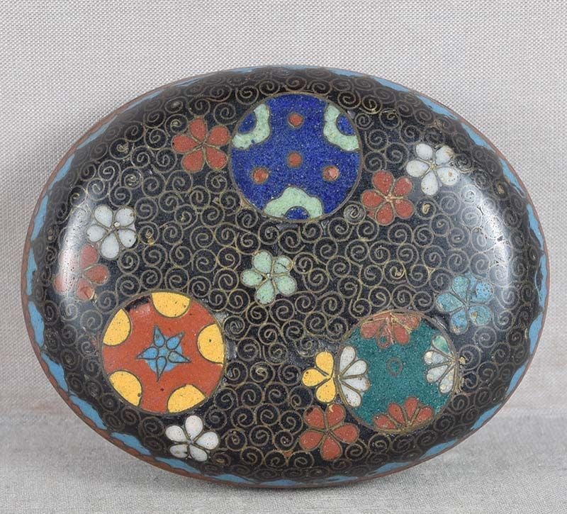 Early 19c JAPANESE CLOISONNE tea ceremony KOGO (1 of 6)