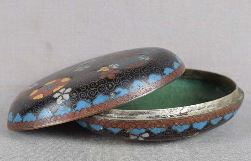 Early 19c JAPANESE CLOISONNE tea ceremony KOGO - 5
