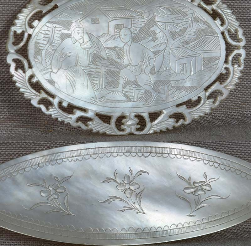 16 mother of pearl 19c Chinese export LOO CHIPS / COUNTERS - 4