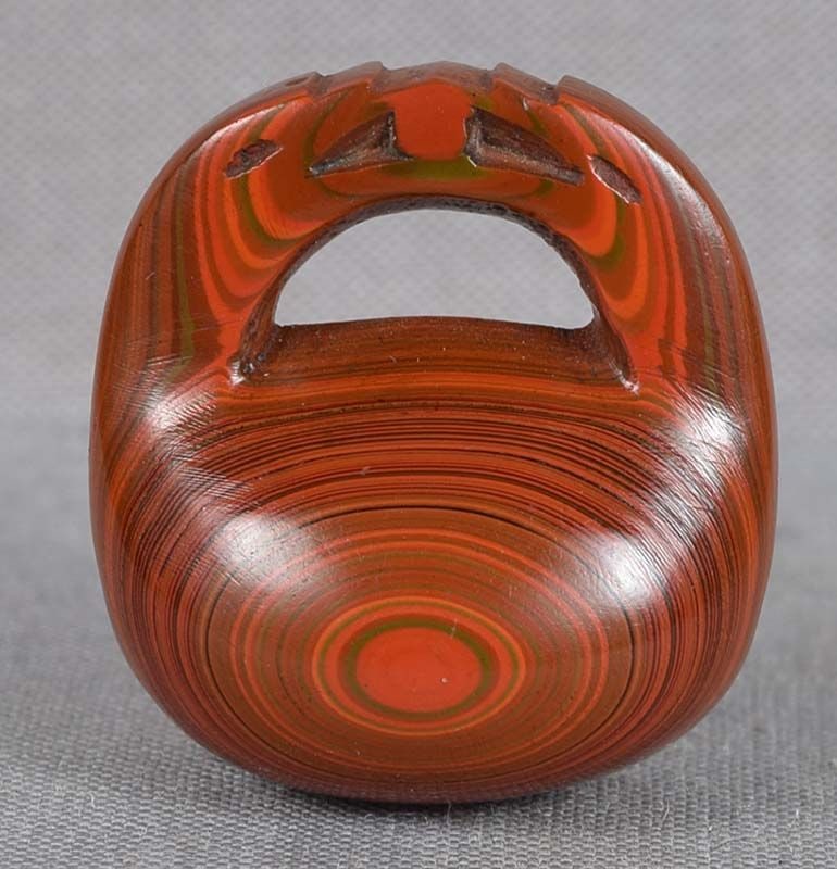 19c lacquer netsuke BUDDHIST GONG by MITSU - 2