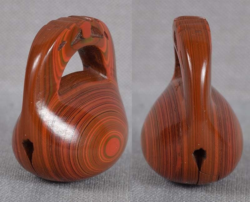 19c lacquer netsuke BUDDHIST GONG by MITSU - 4