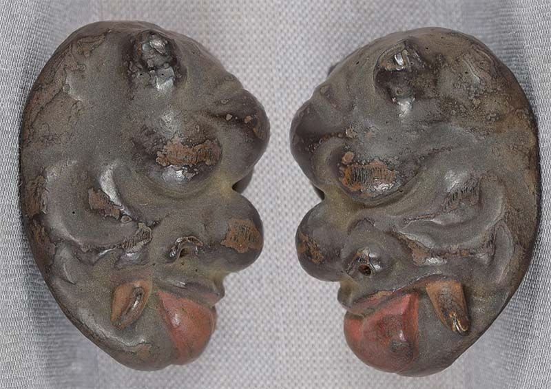 19c netsuke MASK DEMON sticking out tongue by RYUUN - 2