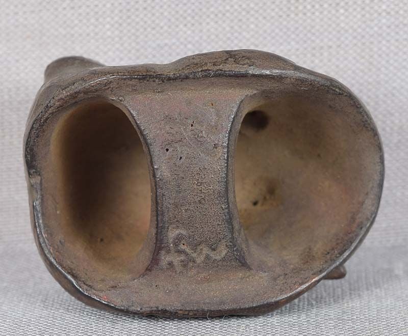 19c netsuke MASK DEMON sticking out tongue by RYUUN - 3