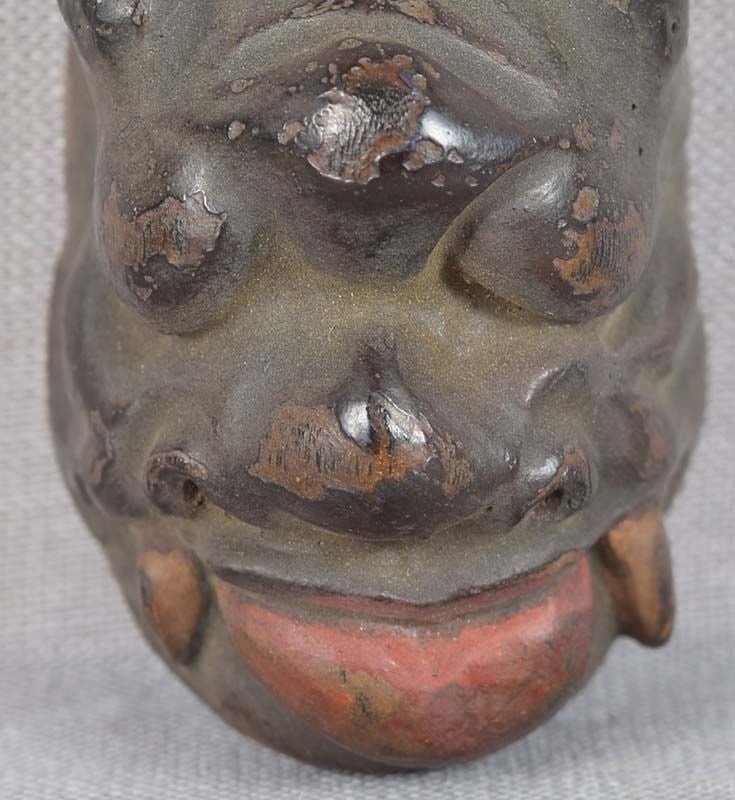 19c netsuke MASK DEMON sticking out tongue by RYUUN - 4