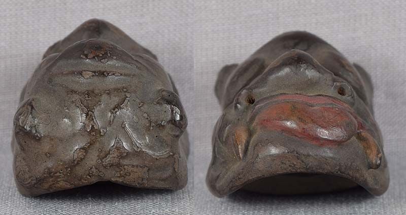 19c netsuke MASK DEMON sticking out tongue by RYUUN - 5