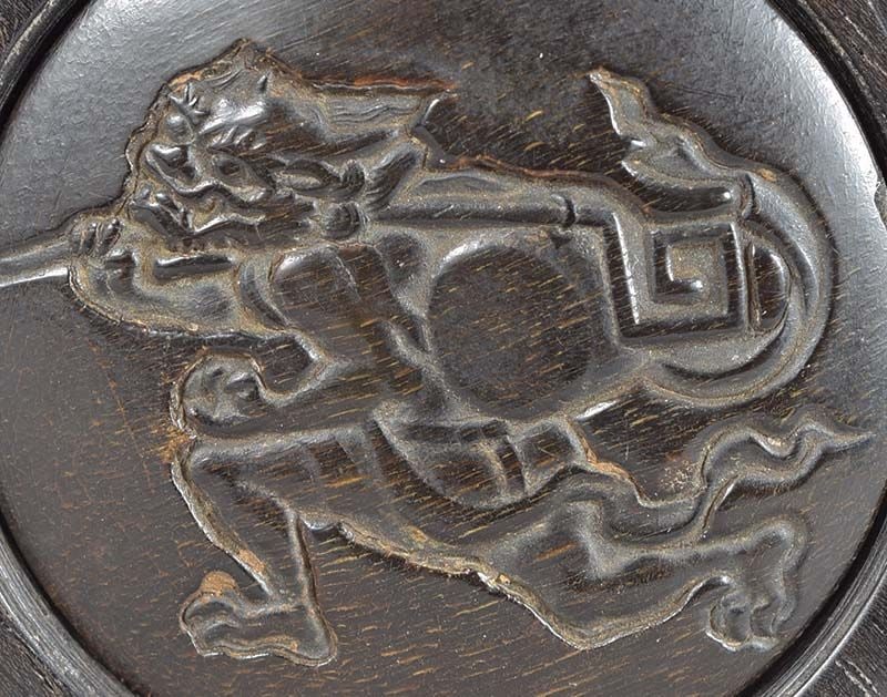 19c kagamibuta netsuke buffalo horn THUNDER GOD RAIDEN - 2