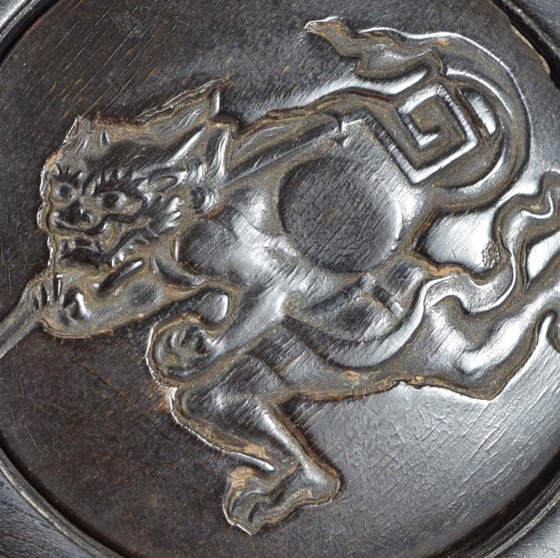 19c kagamibuta netsuke buffalo horn THUNDER GOD RAIDEN - 6