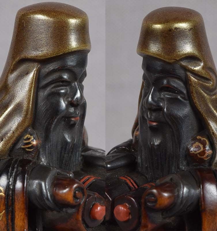19c lacquer netsuke JUROJIN with scrolls - 2
