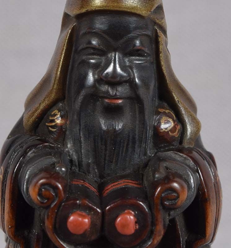 19c lacquer netsuke JUROJIN with scrolls - 6